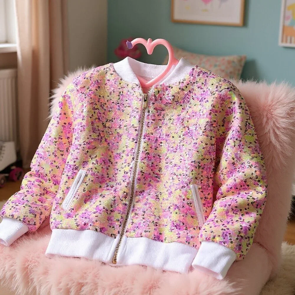 Spring Pink Sequin Girls Jacket NWT